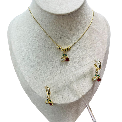 Gold, color Cherry Necklace,set