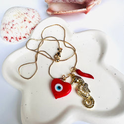 Sea Red multi charm Necklace
