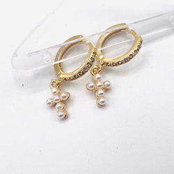 Mini cross Pearl Earring