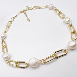 New peper clip pearl Necklace