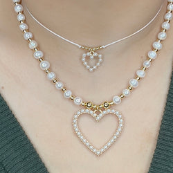 Cute Pearl heart necklace